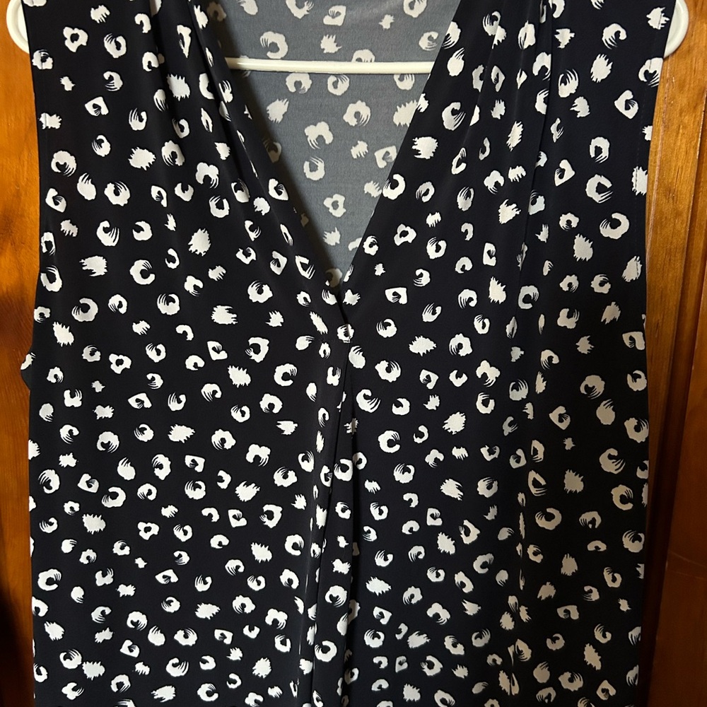 Navy and White Women's Sleeveless Top | XXL